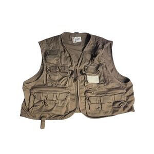 Ausable Fishing Utility Vest XL Khaki 100% Cotton Retro Travel Multi-Pocket